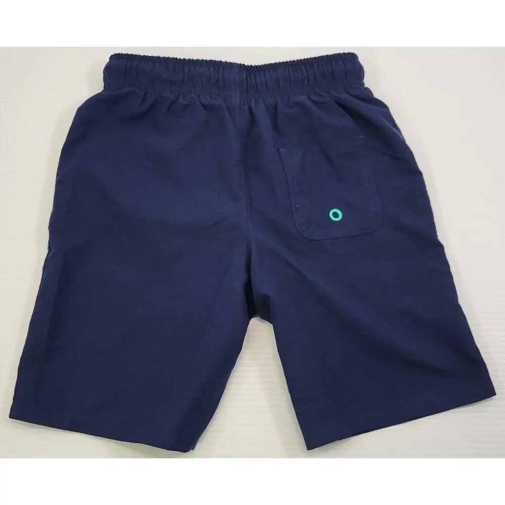 L9) Children Wonder Nation Navy Blue Boys Swim Trunk Shorts Medium 8